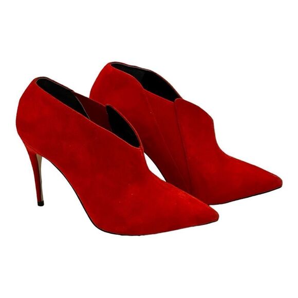 GUESS Women’s Ondrea Red Suede Pointed Toe Stilettos Ankle Booties in Size 8M - Picture 9 of 13